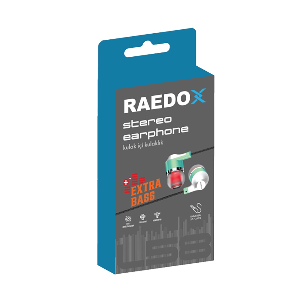 Raedox Stereo Earphone Extra Bass Jack Kulaklık Mavi