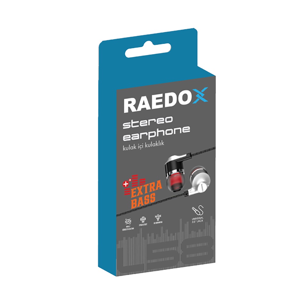 Raedox Stereo Earphone Extra Bass Jack Kulaklık Siyah