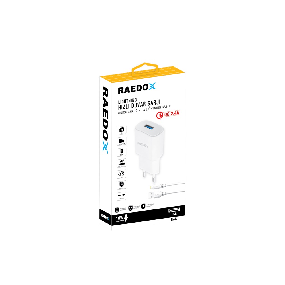 Raedox 10W 2.4A Lightning Duvar Şarjı