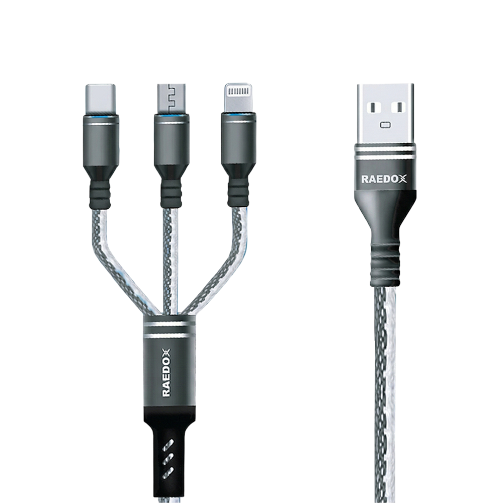Raedox 3.4A 3 İN 1 Hasır Çoklu Hızlı Kablo