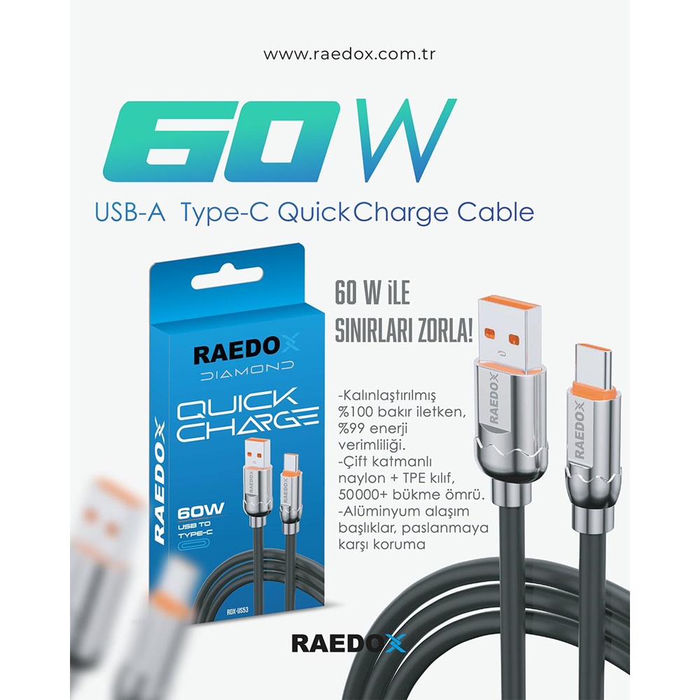 Raedox 60W Usb To Type-C Quıck Charge