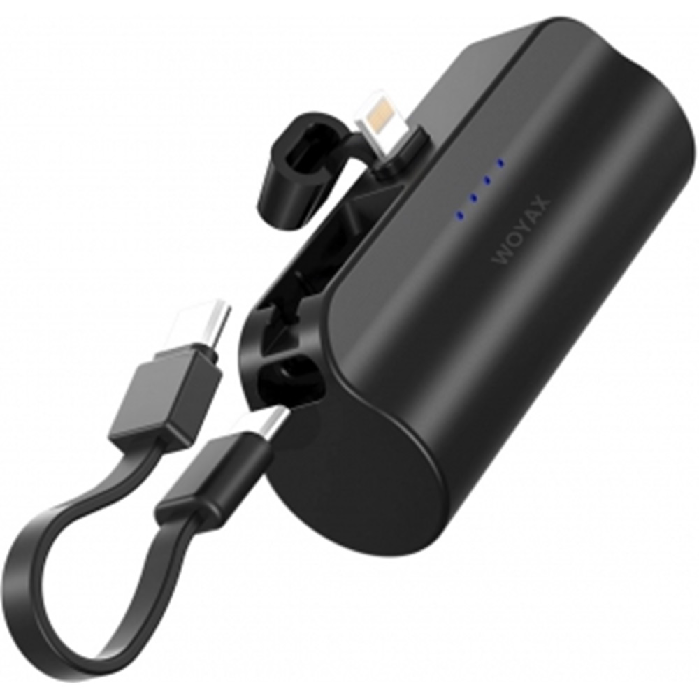 Woyax 5000mAh Soketli Powerbank Siyah Ligting Kablolu