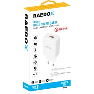 Raedox 18W 3.4A Micro Duvar Şarjı