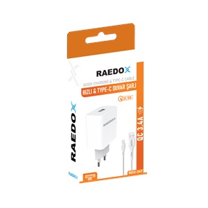 Raedox 18W 3.4A Type-C Duvar Şarjı