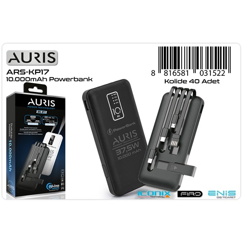 Auris 10000 Mah Kablolu Powerbank