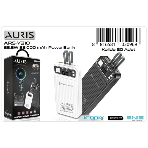 Auris 22000 mAh 22,5W Wireless Powerbank Y310