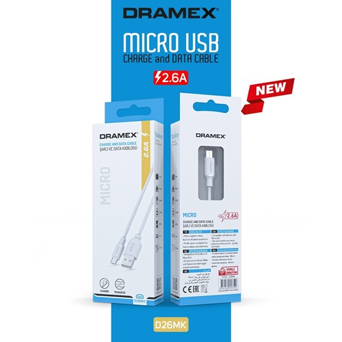 Dramex 2.6A Usb Giriş Micro Kablo