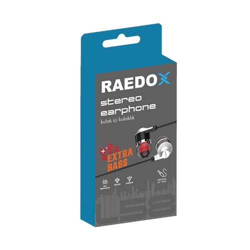 Raedox Stereo Earphone Extra Bass Jack Kulaklık Siyah