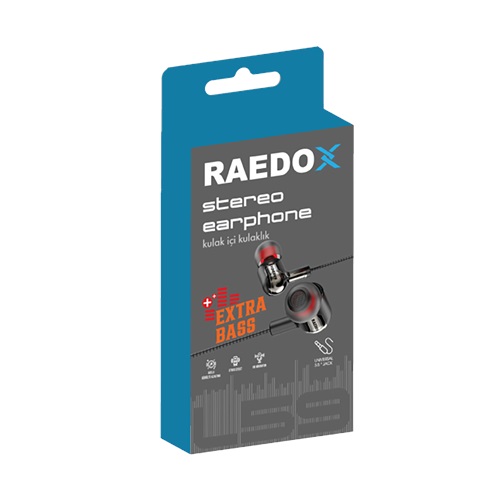 Raedox Stereo Earphone Extra Bass Jack Kulaklık Siyah L59