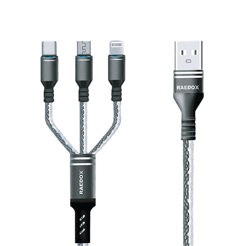 Raedox 3.4A 3 İN 1 Hasır Çoklu Hızlı Kablo