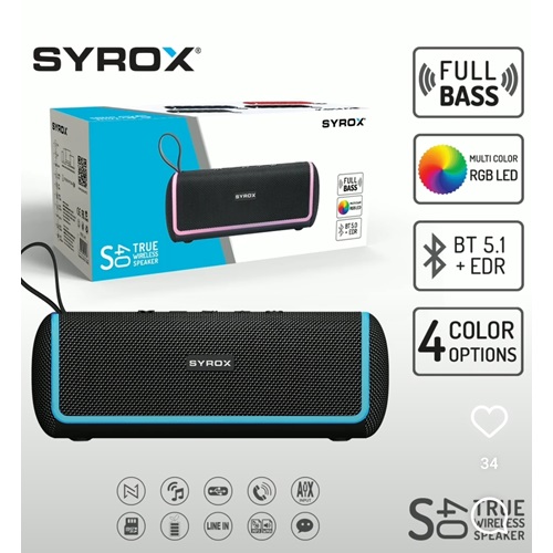 Syrox TWS BT 5.1 Multicolor Full Bluetooth Speaker